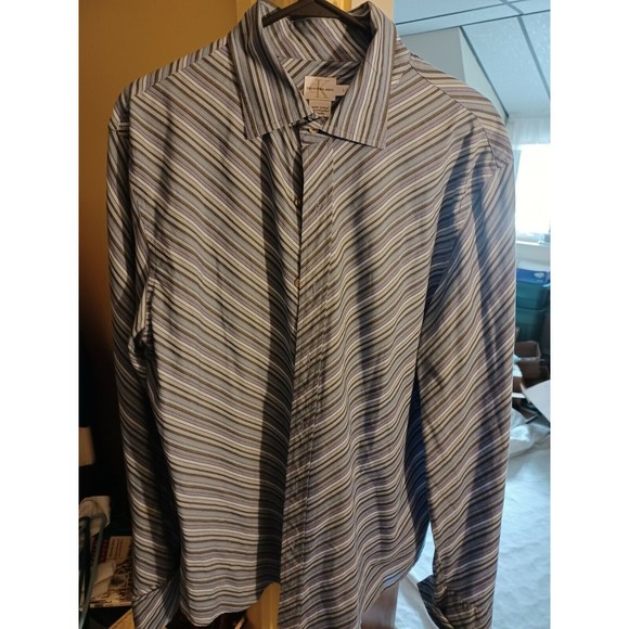 Calvin Klein Other - calvin klein L mens dress shirt Blue Gray Purple Brown Chevron French cu…